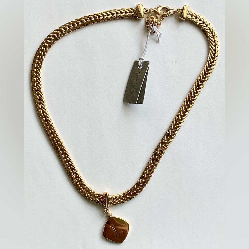 Thick Fishtail Gold Tone Necklace With "L" Pendant - Nordstrom, New With Tags